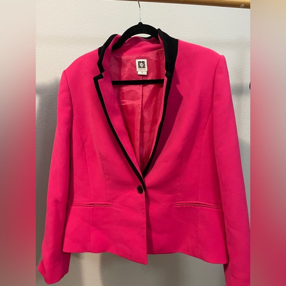 Anne Klein Pink Blazer with Black Trim